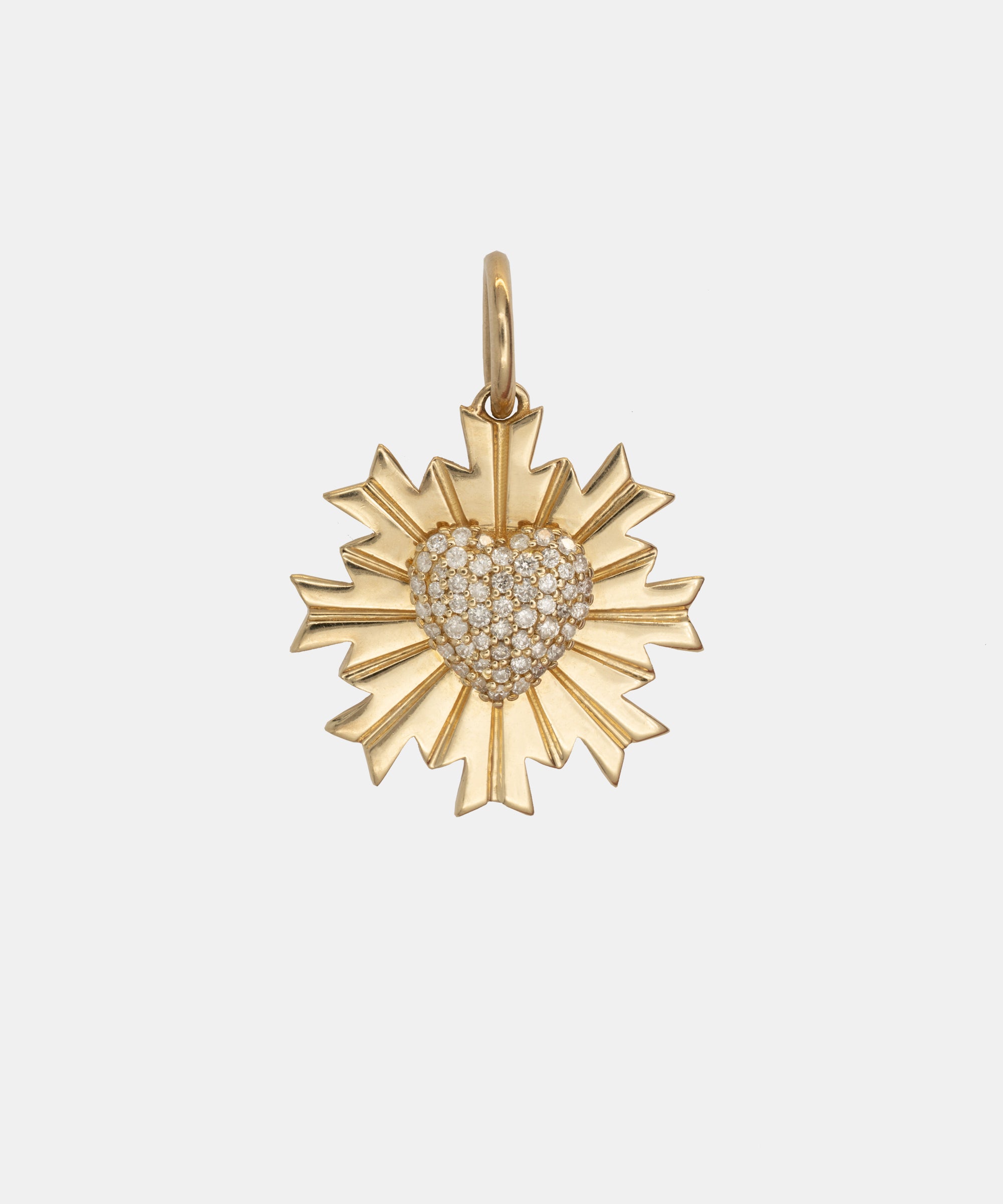 Gold Celestial Heart Charm With Diamonds