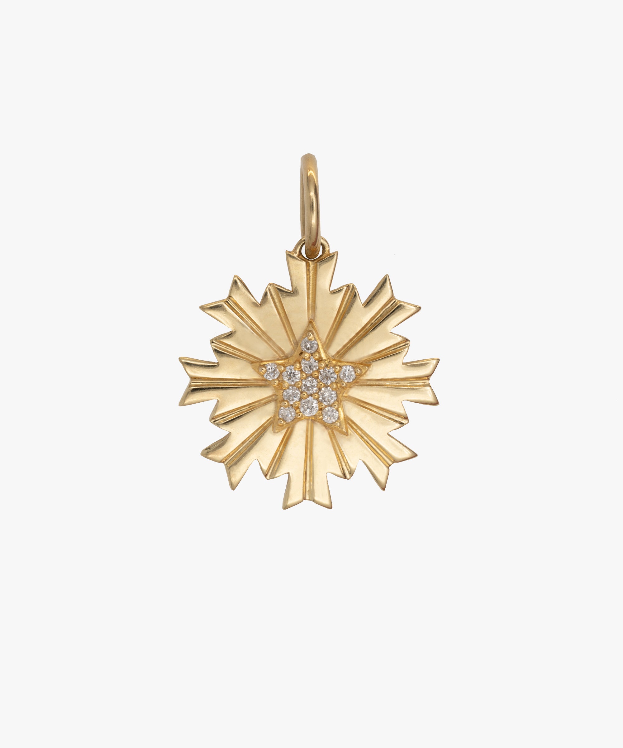 Gold Celestial Star Charm With Diamonds