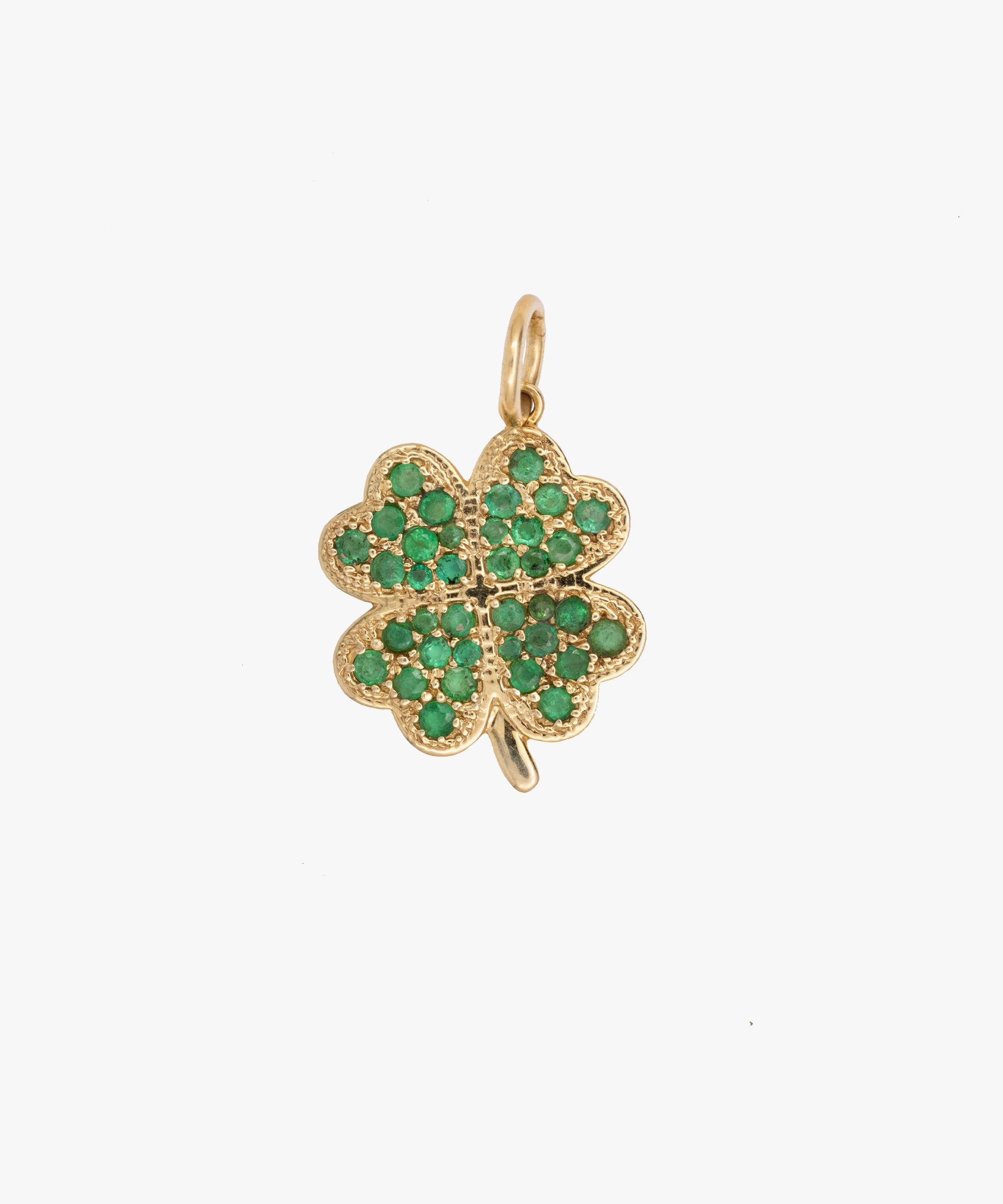 Gold Dublin Clover Charm With Emeralds