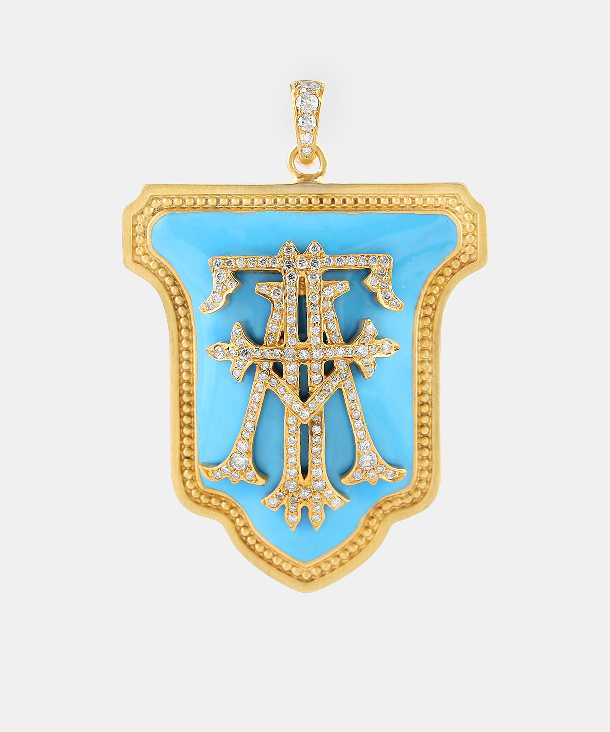 Gold Lancet Monogram Charm With Diamonds & Enamel
