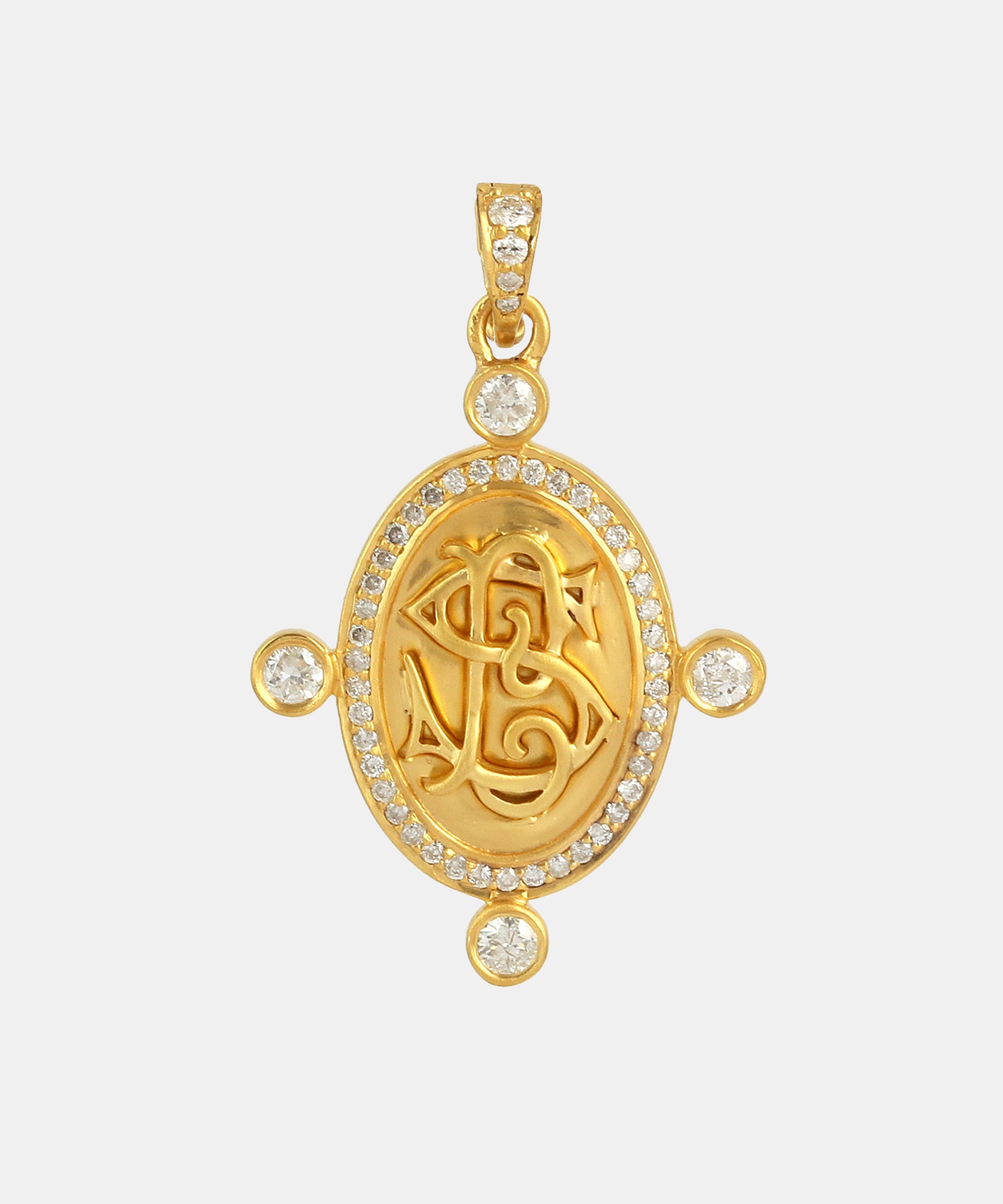 Gold Monogram Charm With Round Diamonds