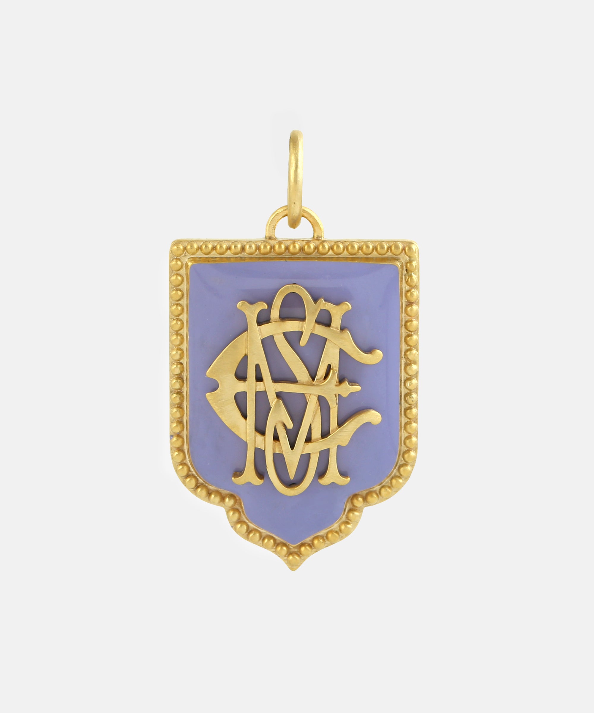 Gold Ogee Monogram Charm With Enamel