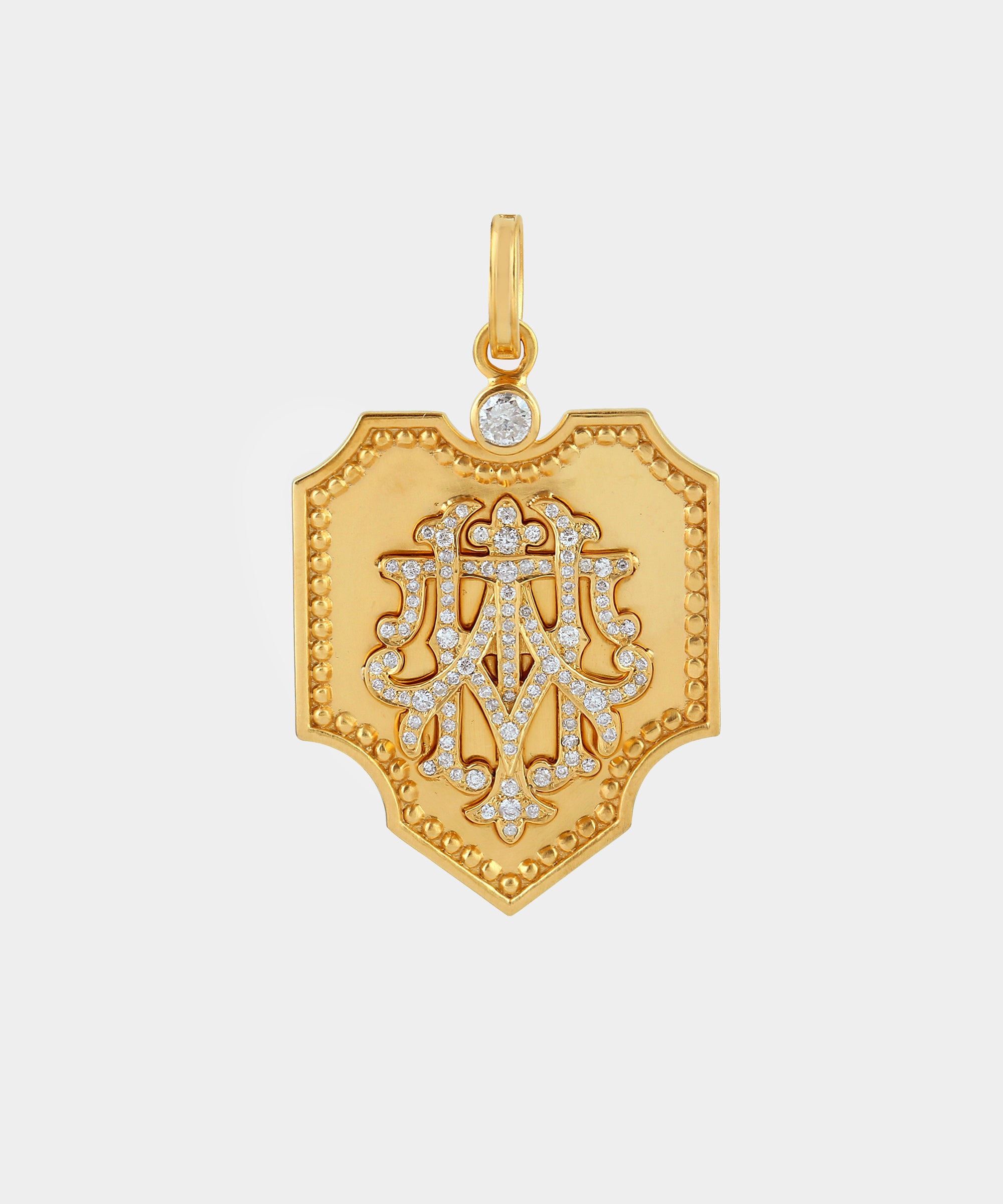 Gold Pointed Monogram Charm With Diamonds