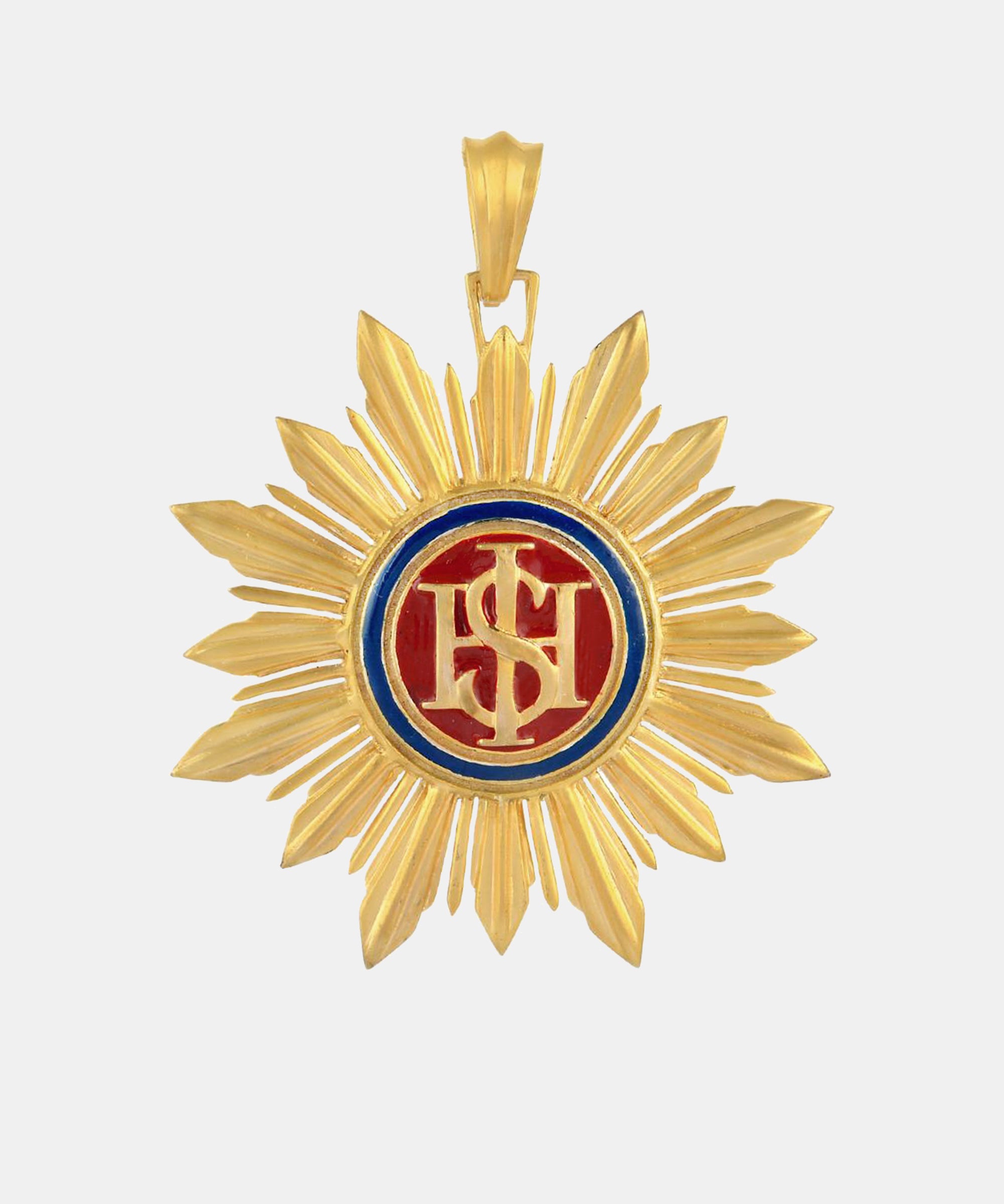 Gold Starburst Medium Monogram Charm With Enamel