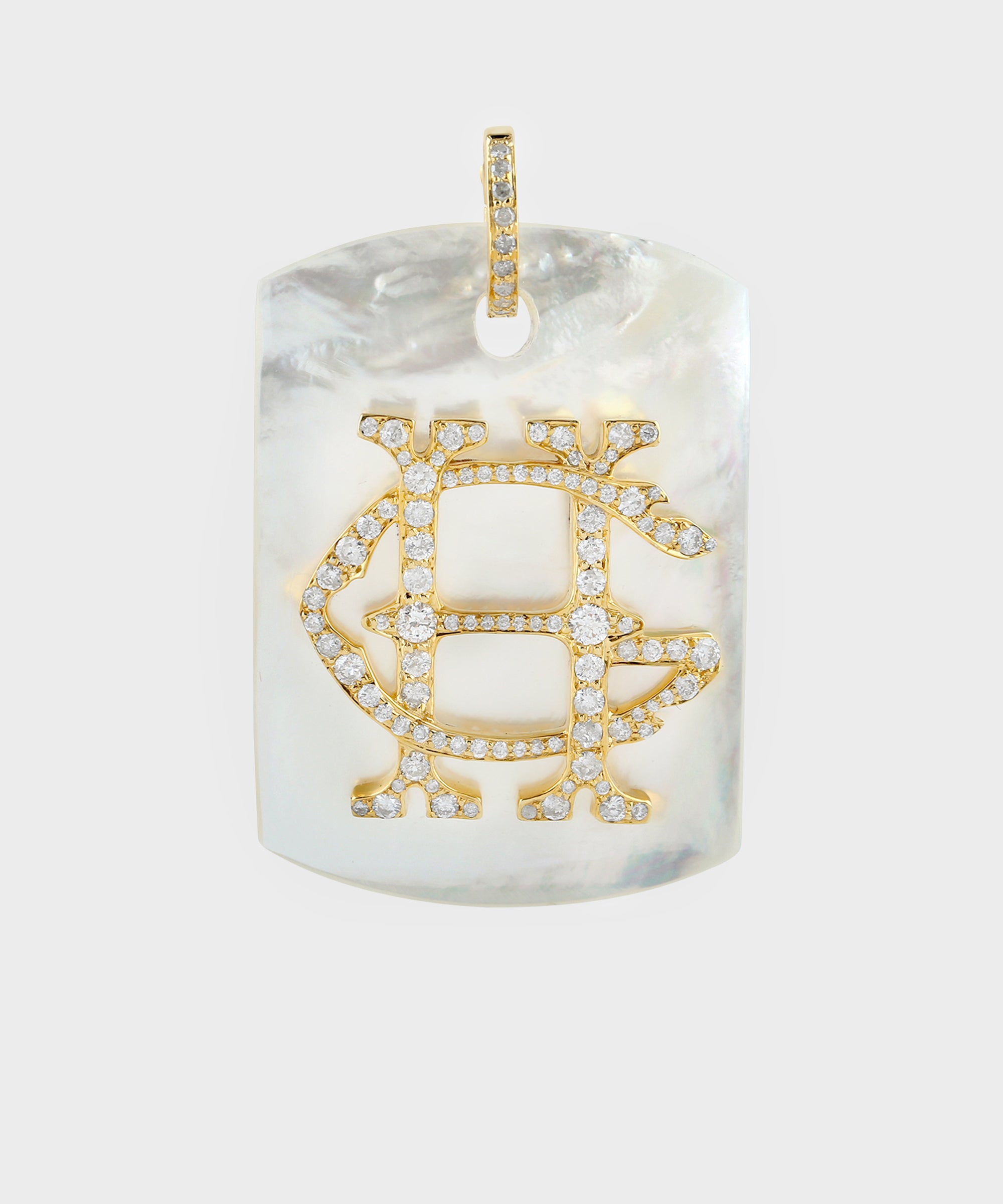 Mother-Of-Pearl Dog Tag With Diamonds