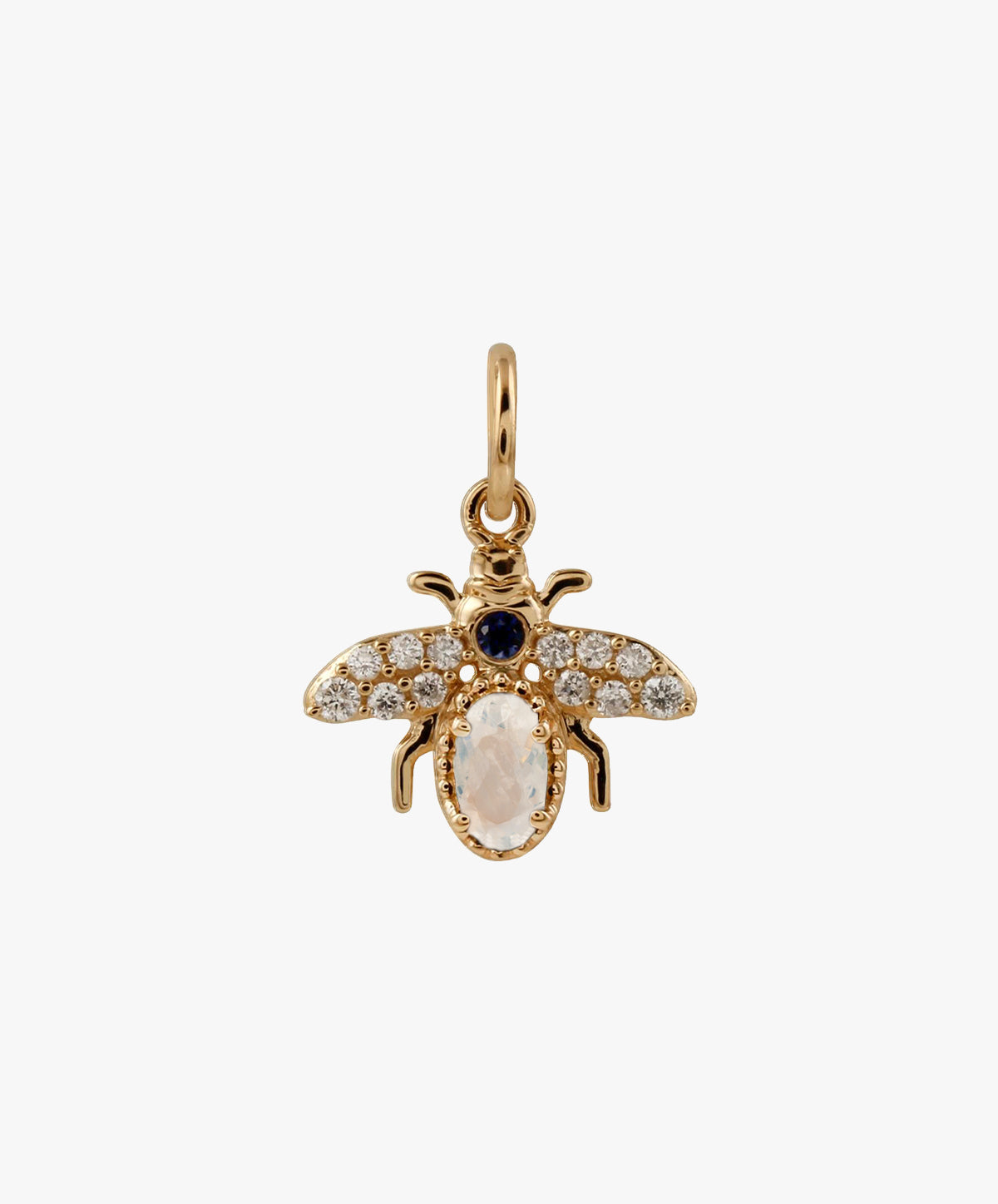 Gold Bee Charm With Diamonds, Sapphire & Opal