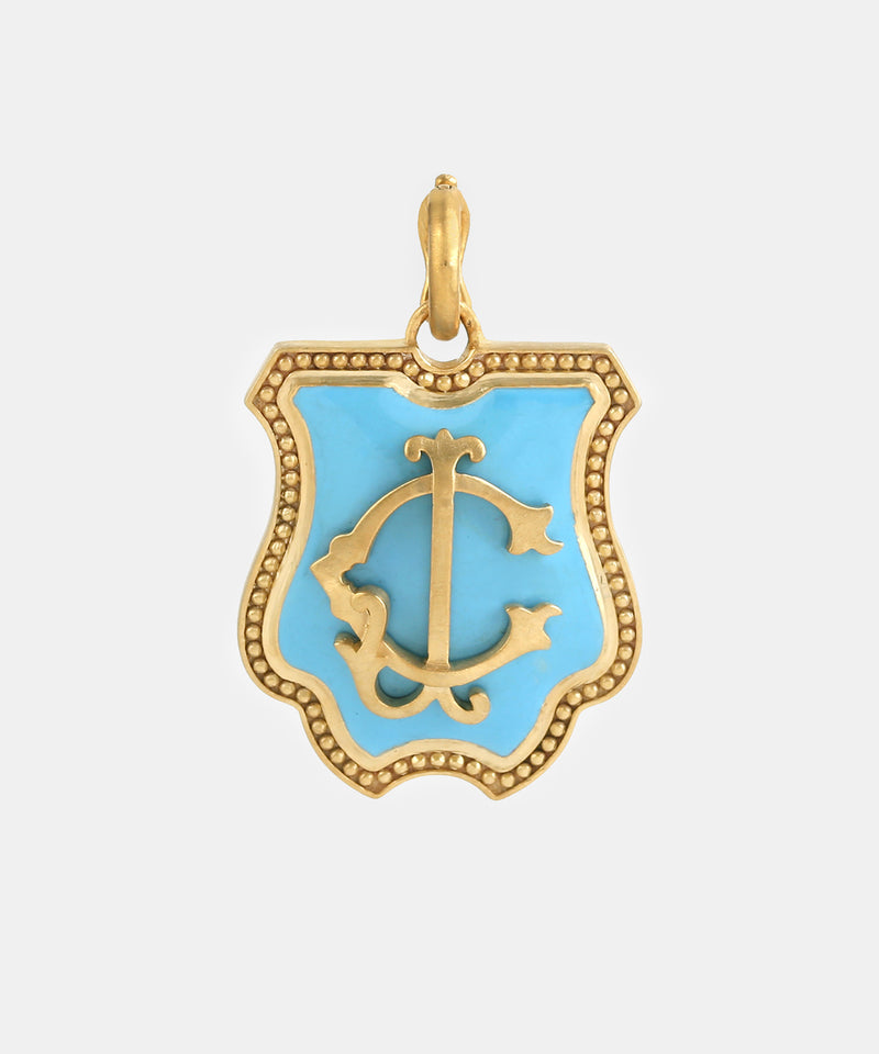 Gold Elizabethan Monogram Charm With Enamel