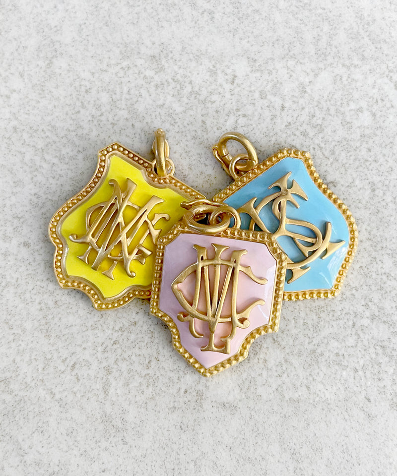 Gold Elizabethan Monogram Charm With Enamel