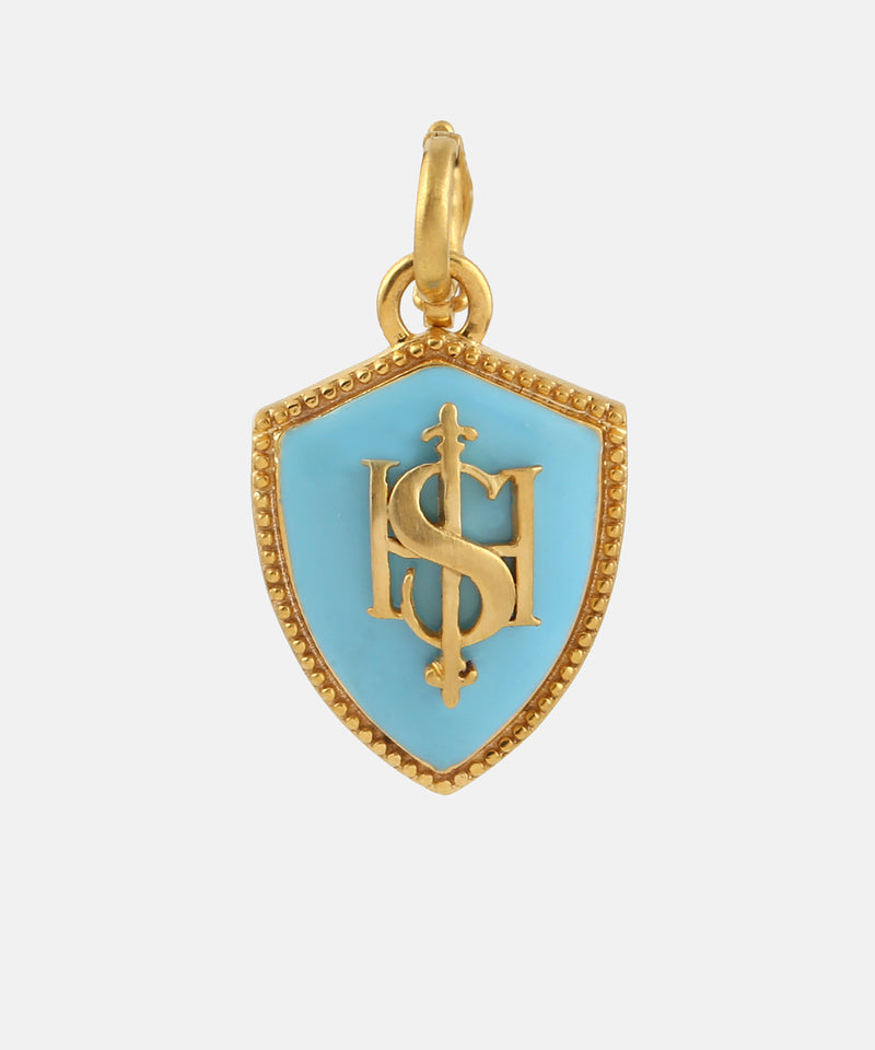 Gold Norman Monogram Charm With Enamel