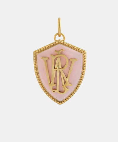 Gold Norman Monogram Charm With Enamel