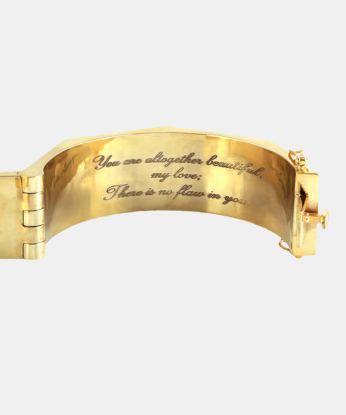 Gold Octagon Monogram Bangle With Diamonds