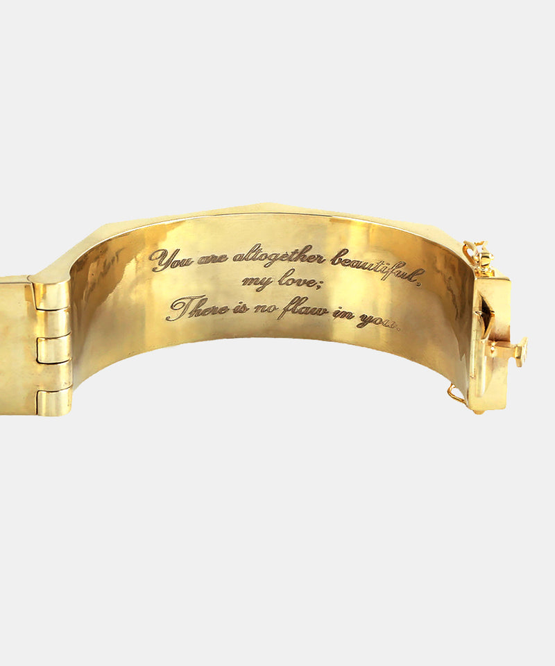 Gold Octagon Monogram Bangle With Diamonds