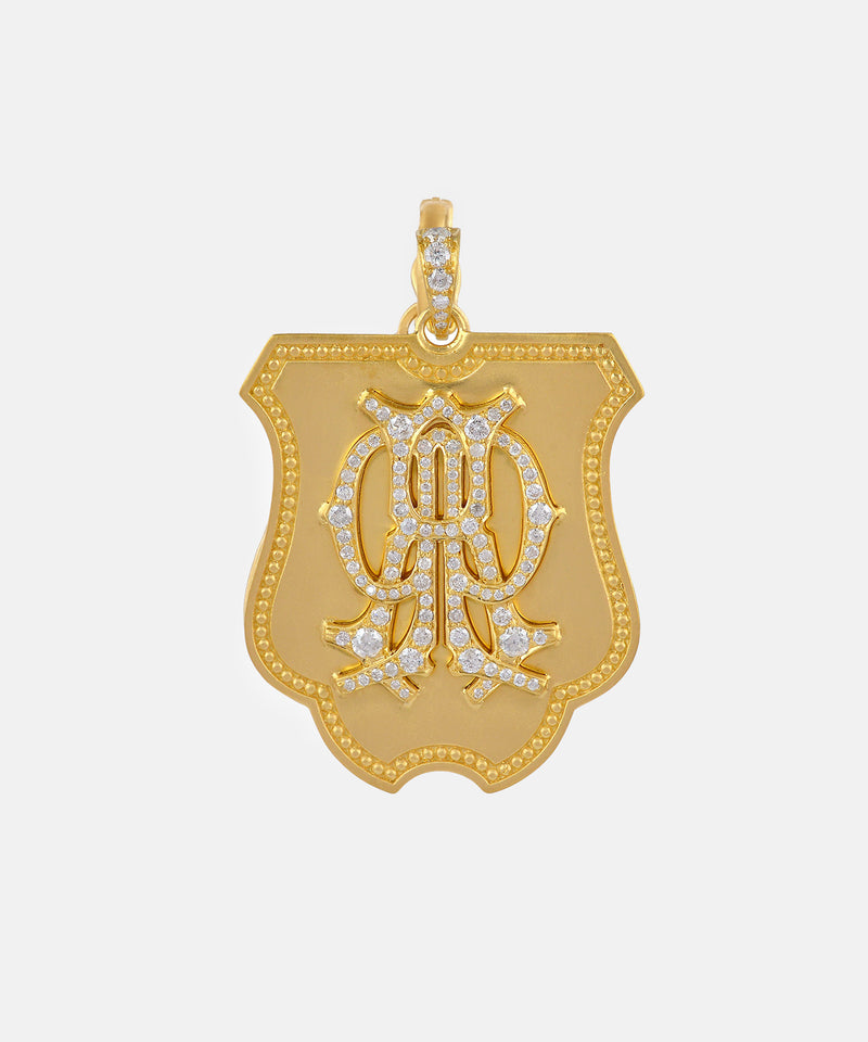 Gold Tudor Monogram Charm With Diamonds