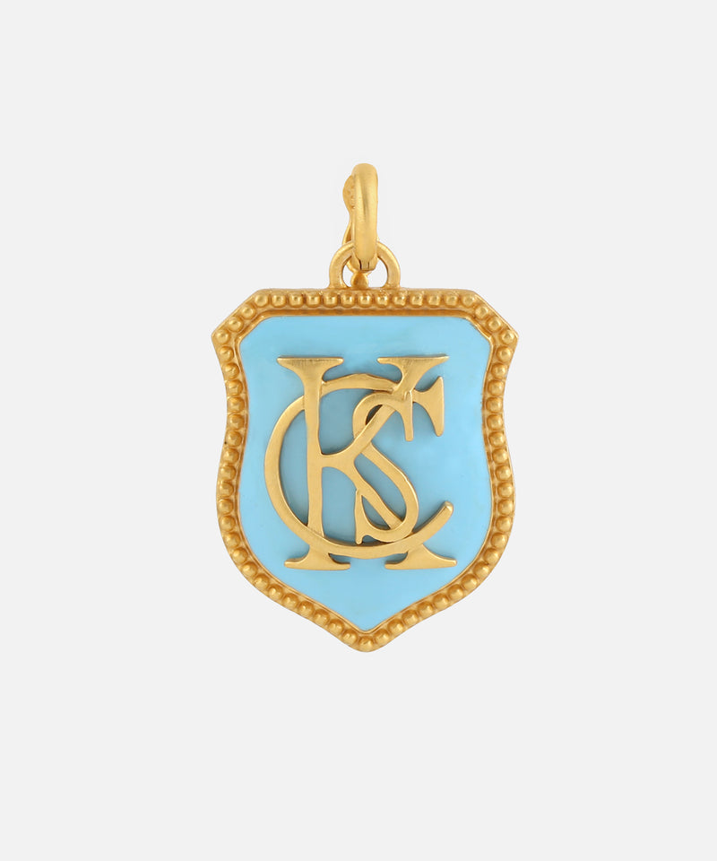 Gold Victorian Monogram Charm With Enamel