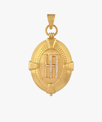 Gold Window Monogram Locket With Diamonds