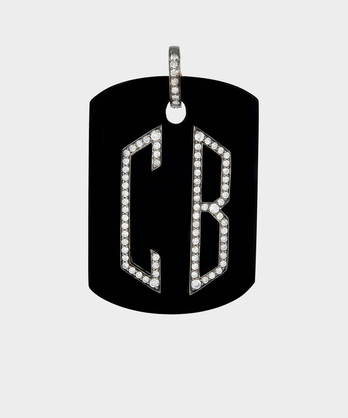 Black Onyx Dog Tag With Diamonds