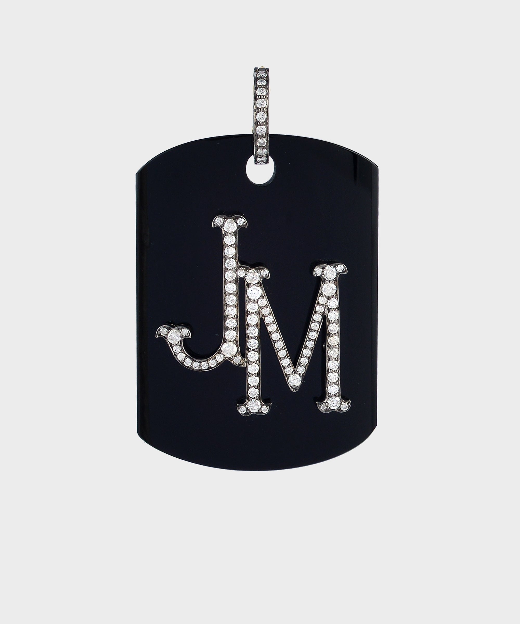 Black Onyx Dog Tag With Diamonds