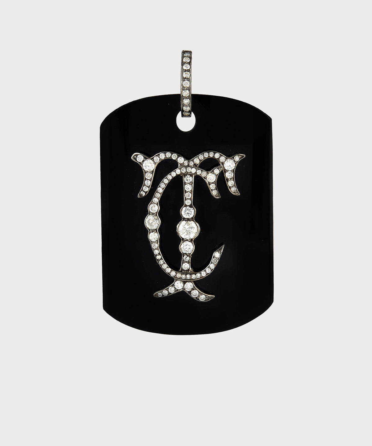Black Onyx Dog Tag With Diamonds