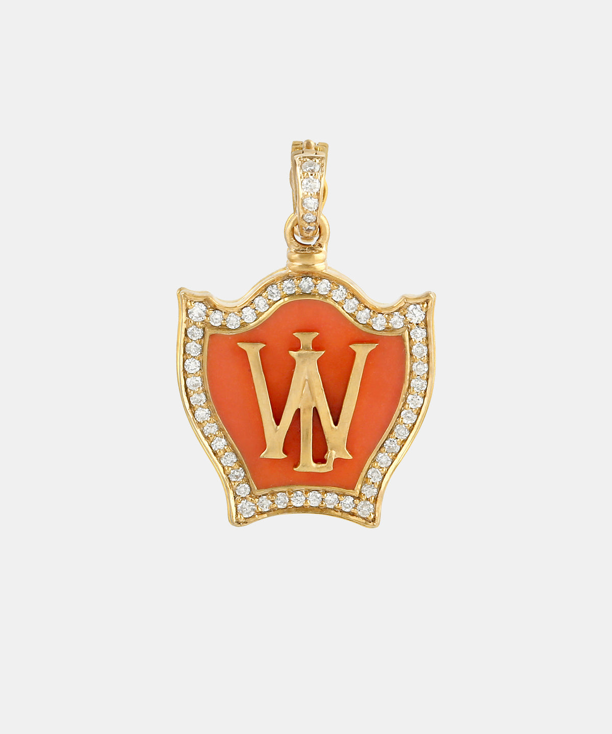 Gold Baby Monogram Charm With Diamonds & Enamel