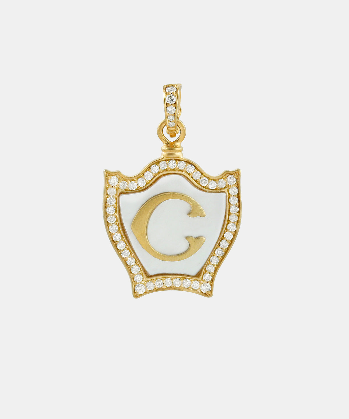 Gold Baby Monogram Charm With Diamonds & Enamel