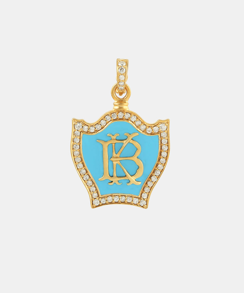 Gold Baby Monogram Charm With Diamonds & Enamel