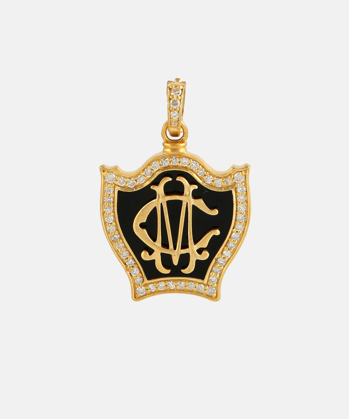 Gold Baby Monogram Charm With Diamonds & Enamel