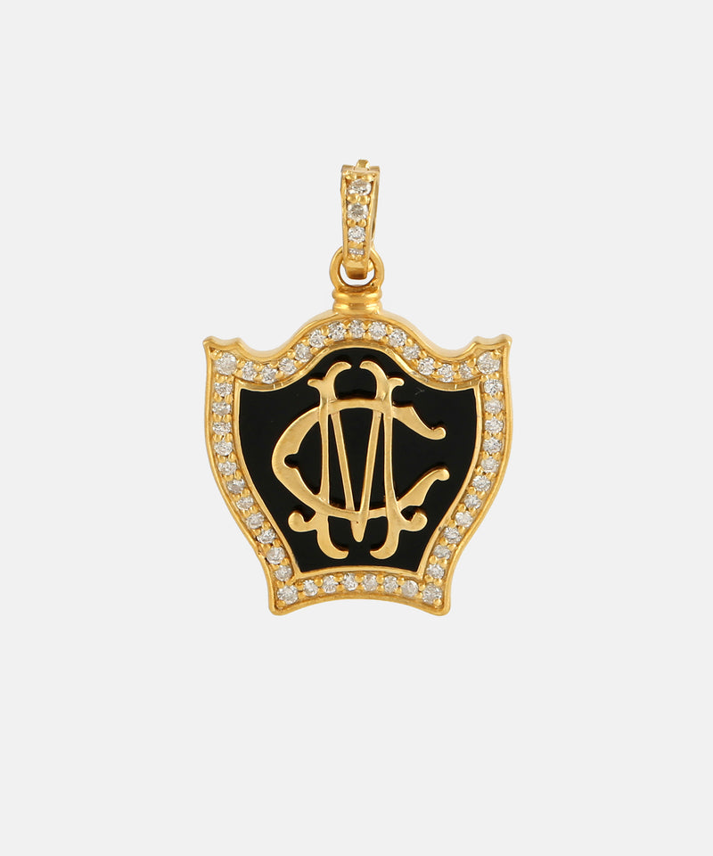Gold Baby Monogram Charm With Diamonds & Enamel