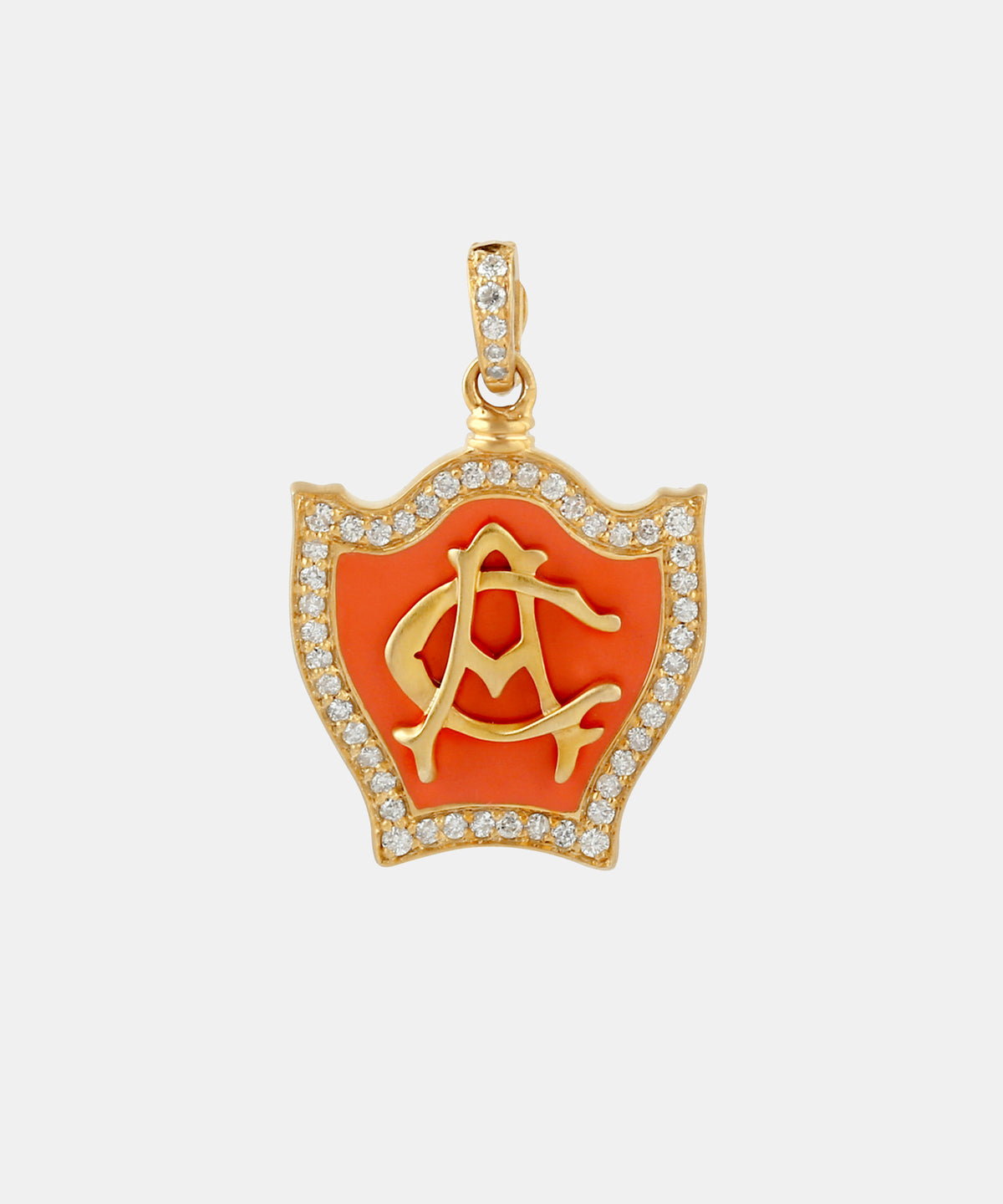 Gold Baby Monogram Charm With Diamonds & Enamel