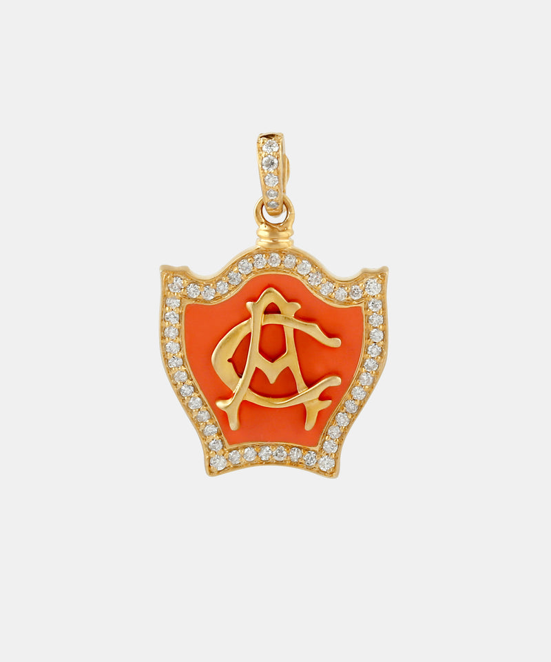 Gold Baby Monogram Charm With Diamonds & Enamel