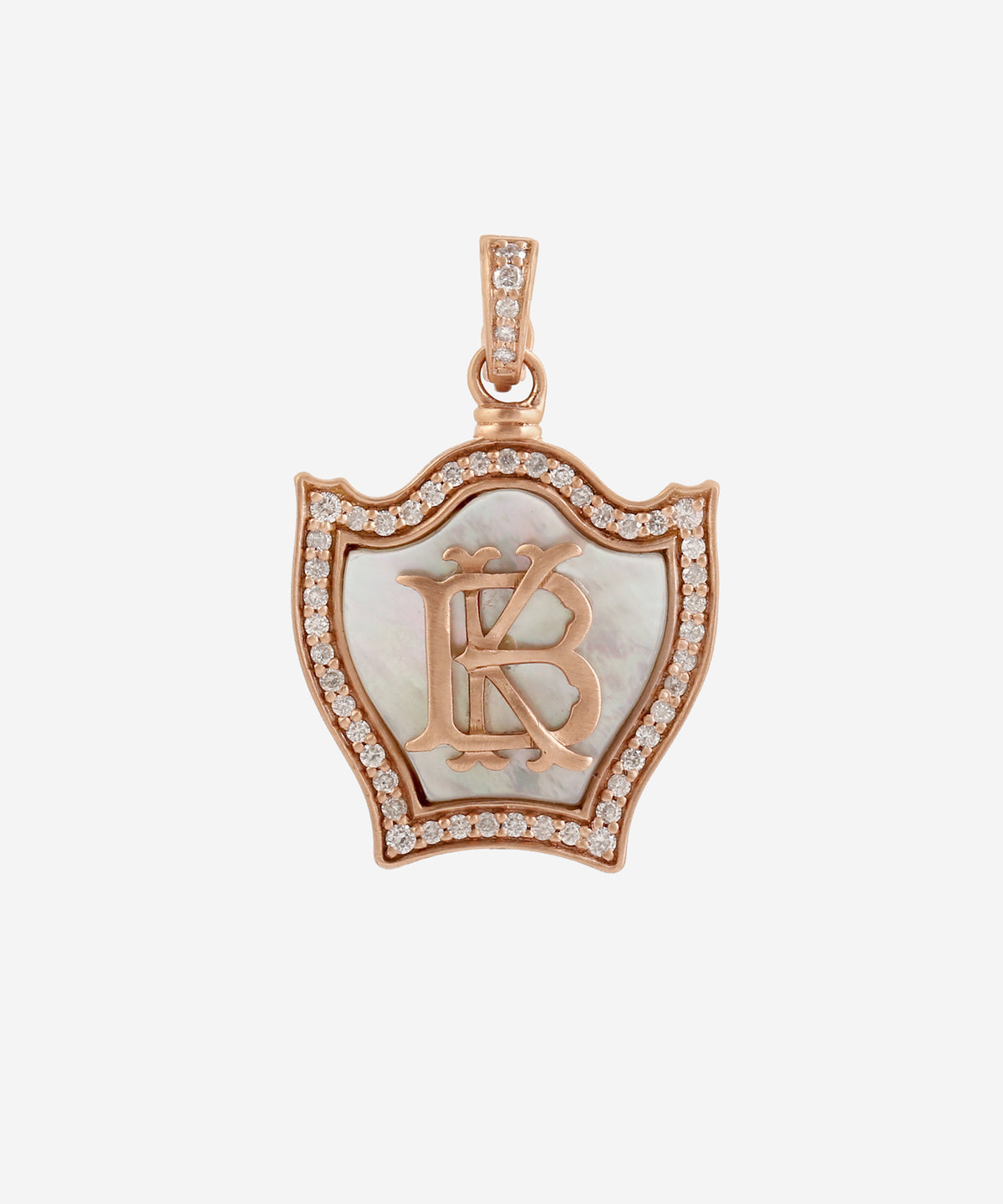 Gold Baby Monogram Charm With Diamonds & Mother-Of-Pearl