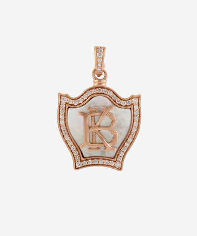 Gold Baby Monogram Charm With Diamonds & Mother-Of-Pearl