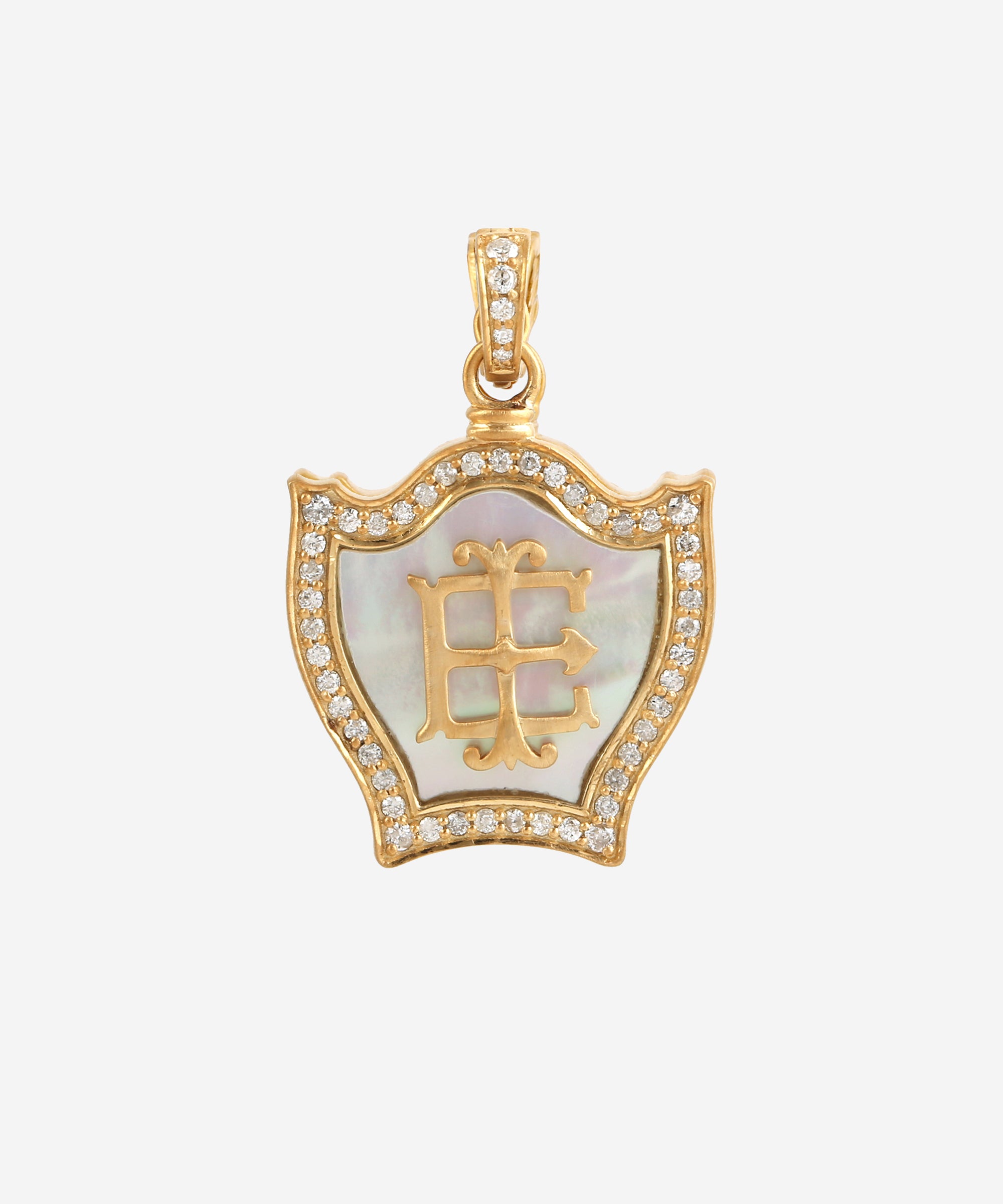 Gold Baby Monogram Charm With Diamonds & Mother-Of-Pearl