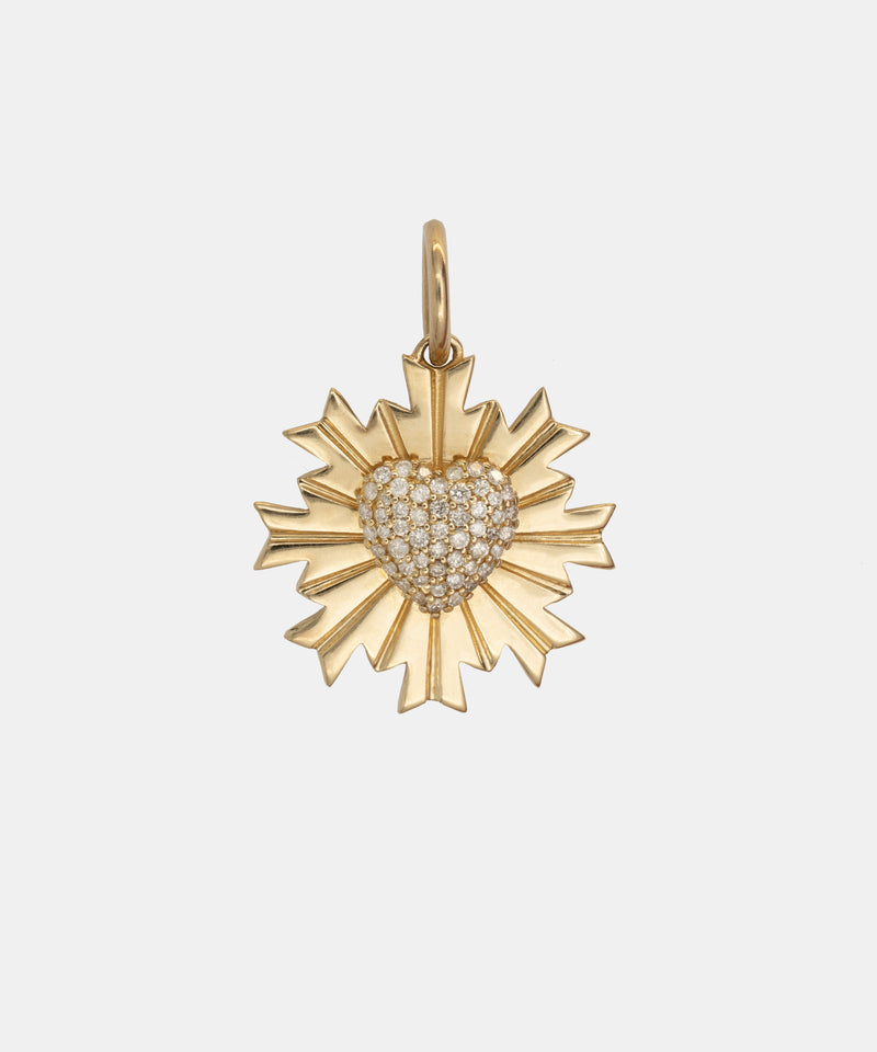 Gold Celestial Heart Charm With Diamonds