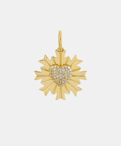 Gold Celestial Heart Charm With Diamonds