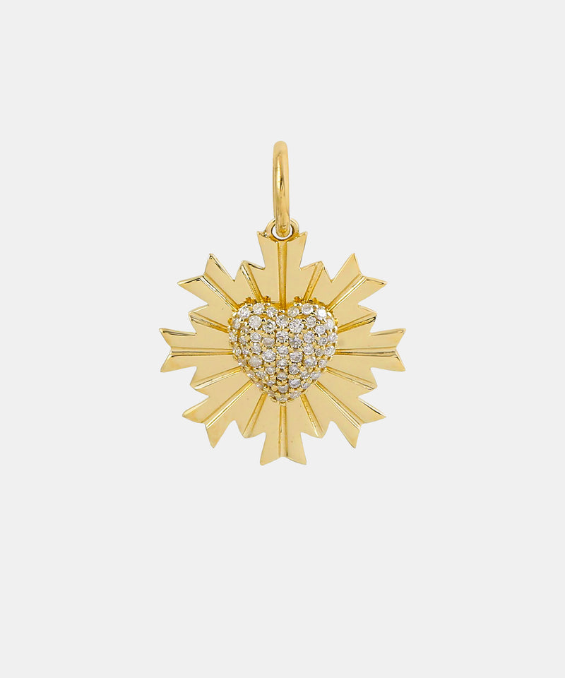Gold Celestial Heart Charm With Diamonds