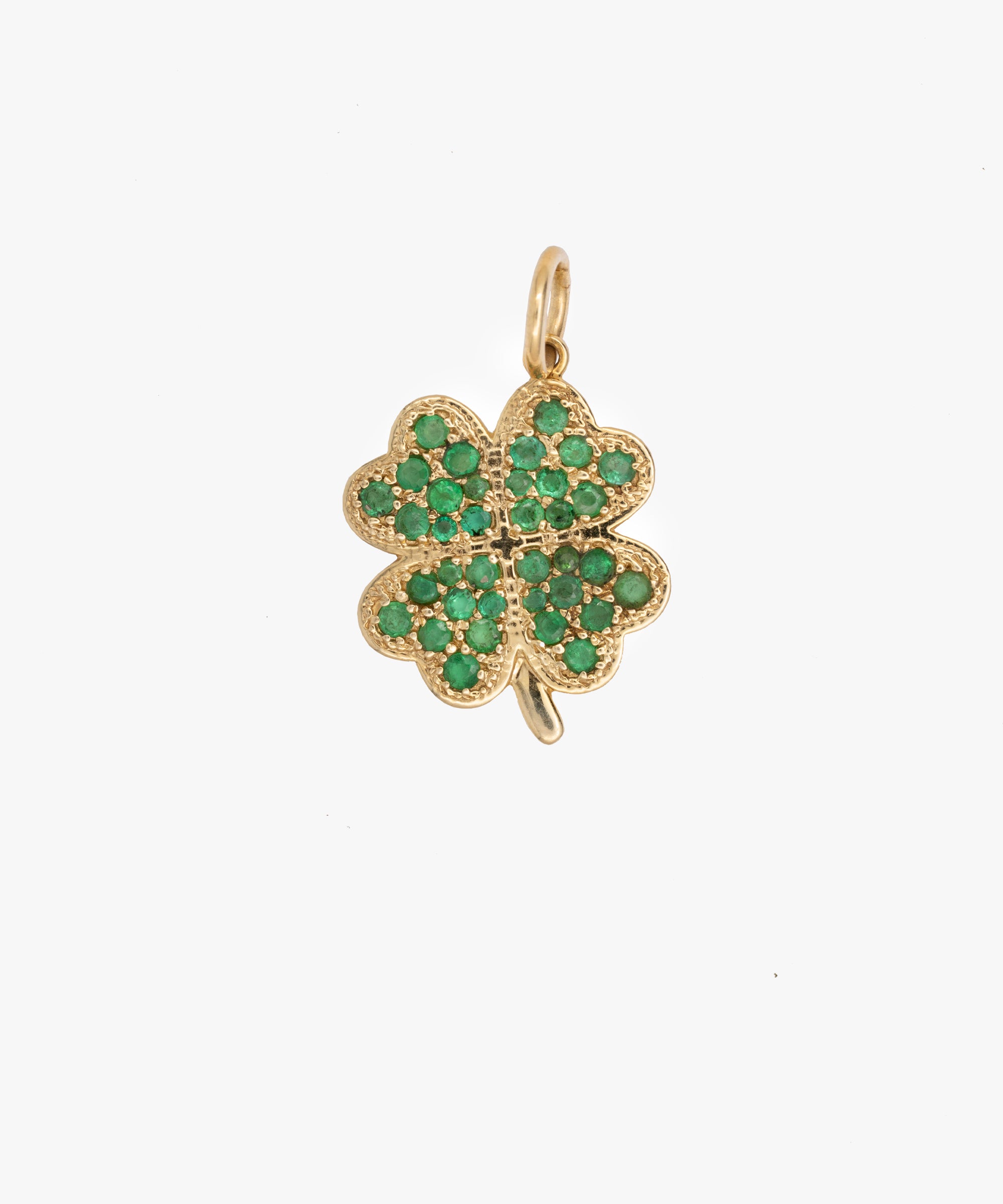 Gold Dublin Clover Charm With Emeralds