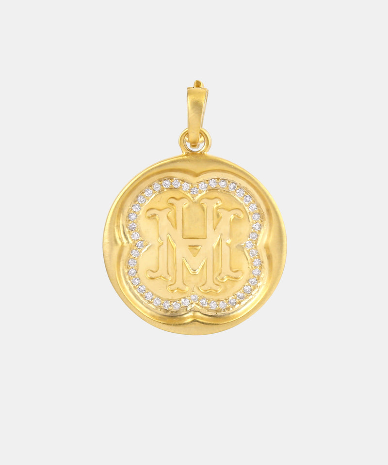 Gold Clover Monogram Charm With Diamonds