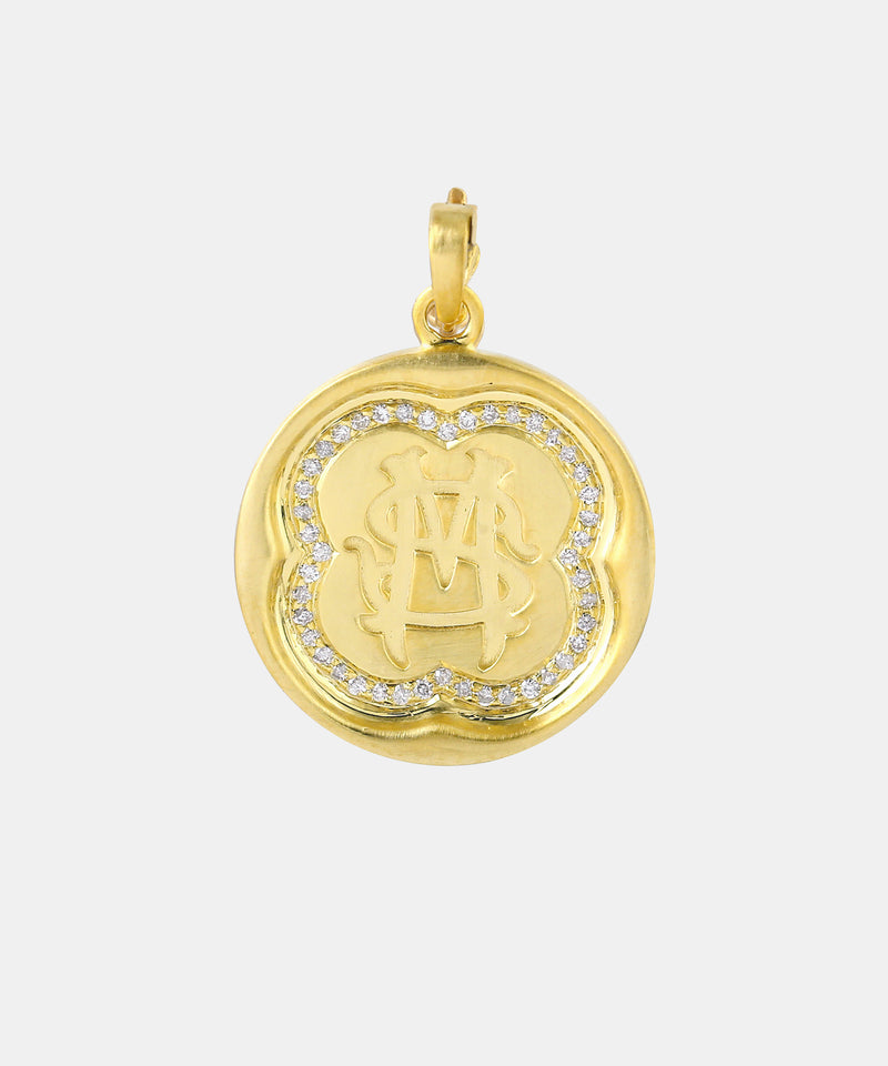 Gold Clover Monogram Charm With Diamonds