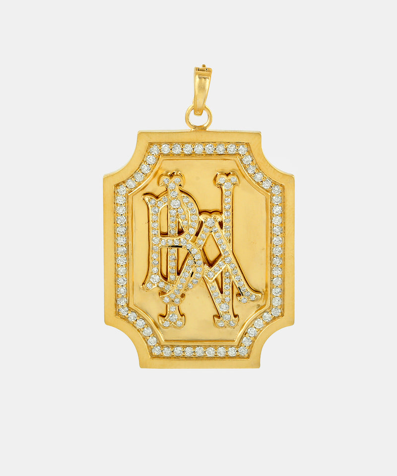 Gold Cropped Monogram Charm With Diamonds