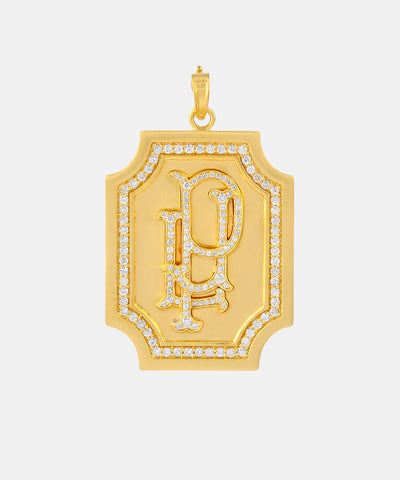 Gold Cropped Monogram Charm With Diamonds