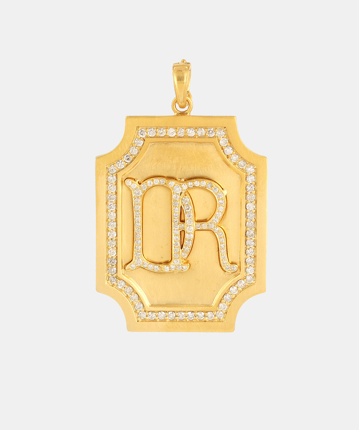 Gold Cropped Monogram Charm With Diamonds