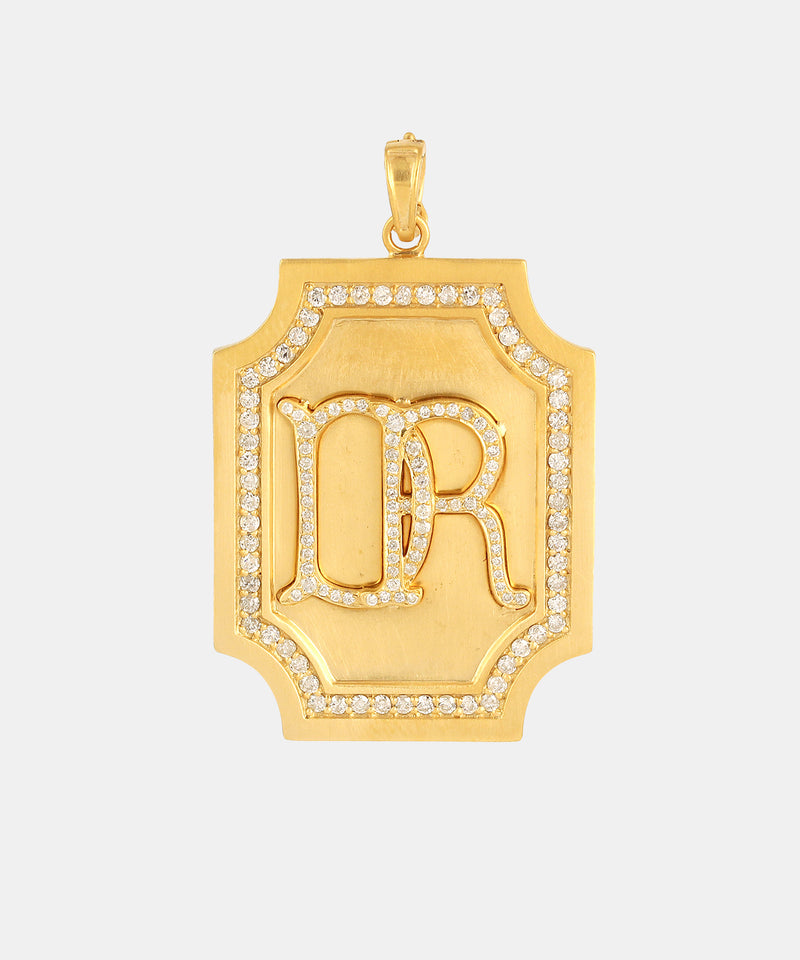 Gold Cropped Monogram Charm With Diamonds