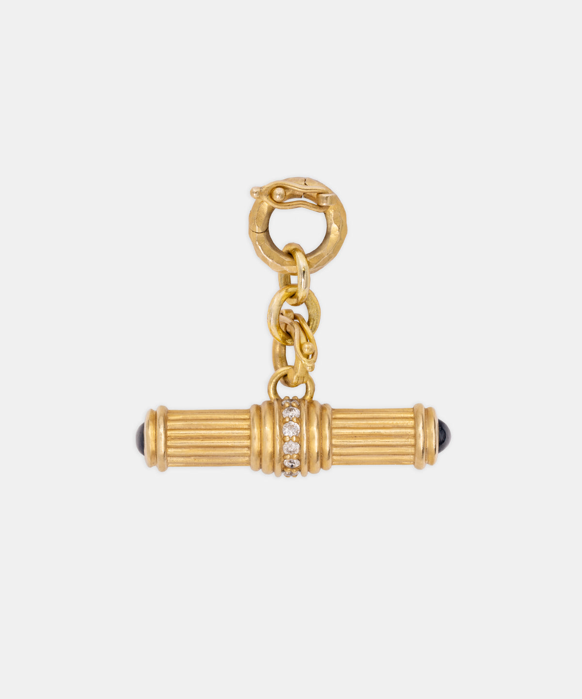 Gold Large Fluted Cabochon Toggle With Diamonds