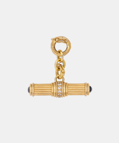 Gold Large Fluted Cabochon Toggle With Diamonds
