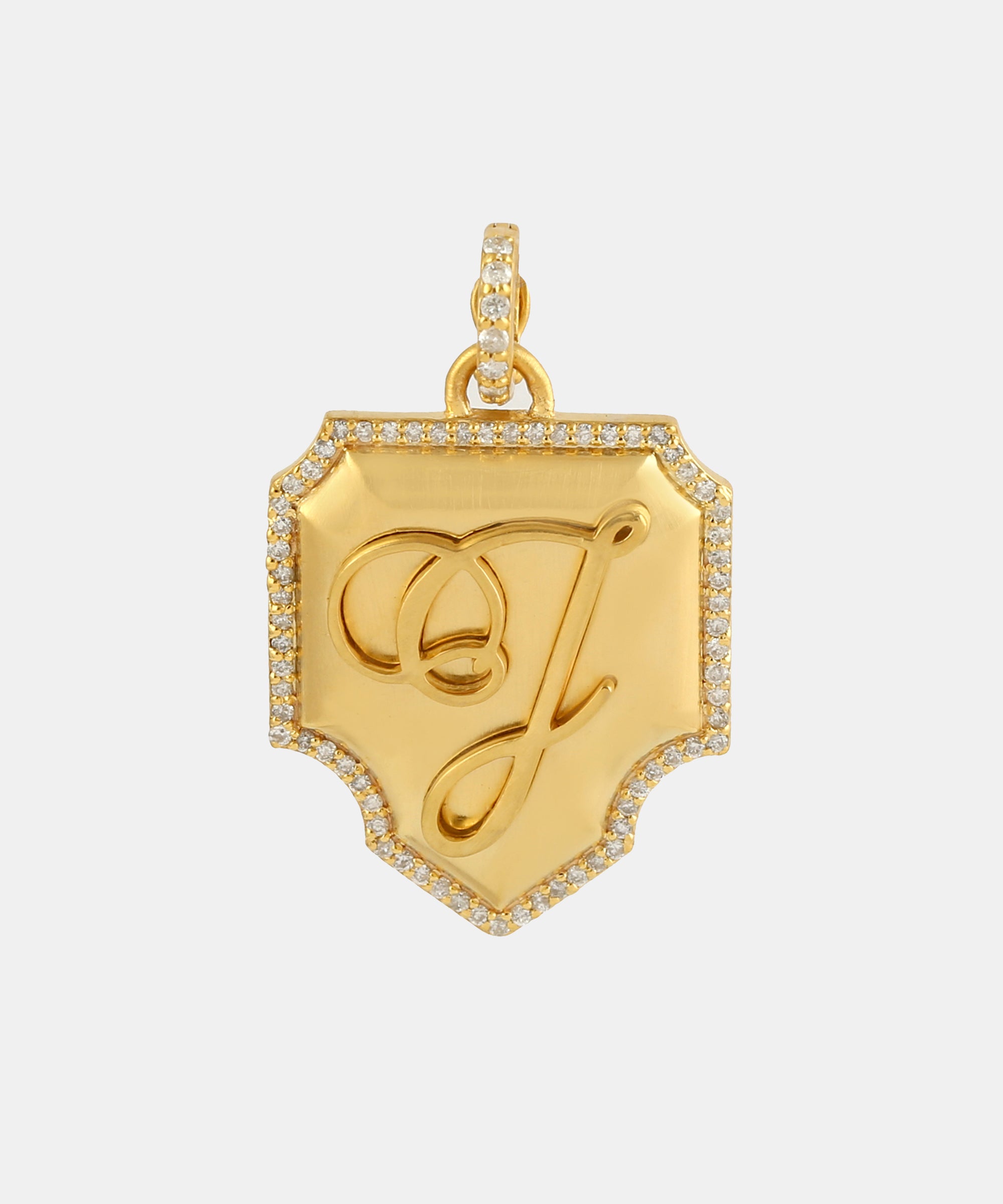 Gold Gothic Monogram Charm With Diamonds