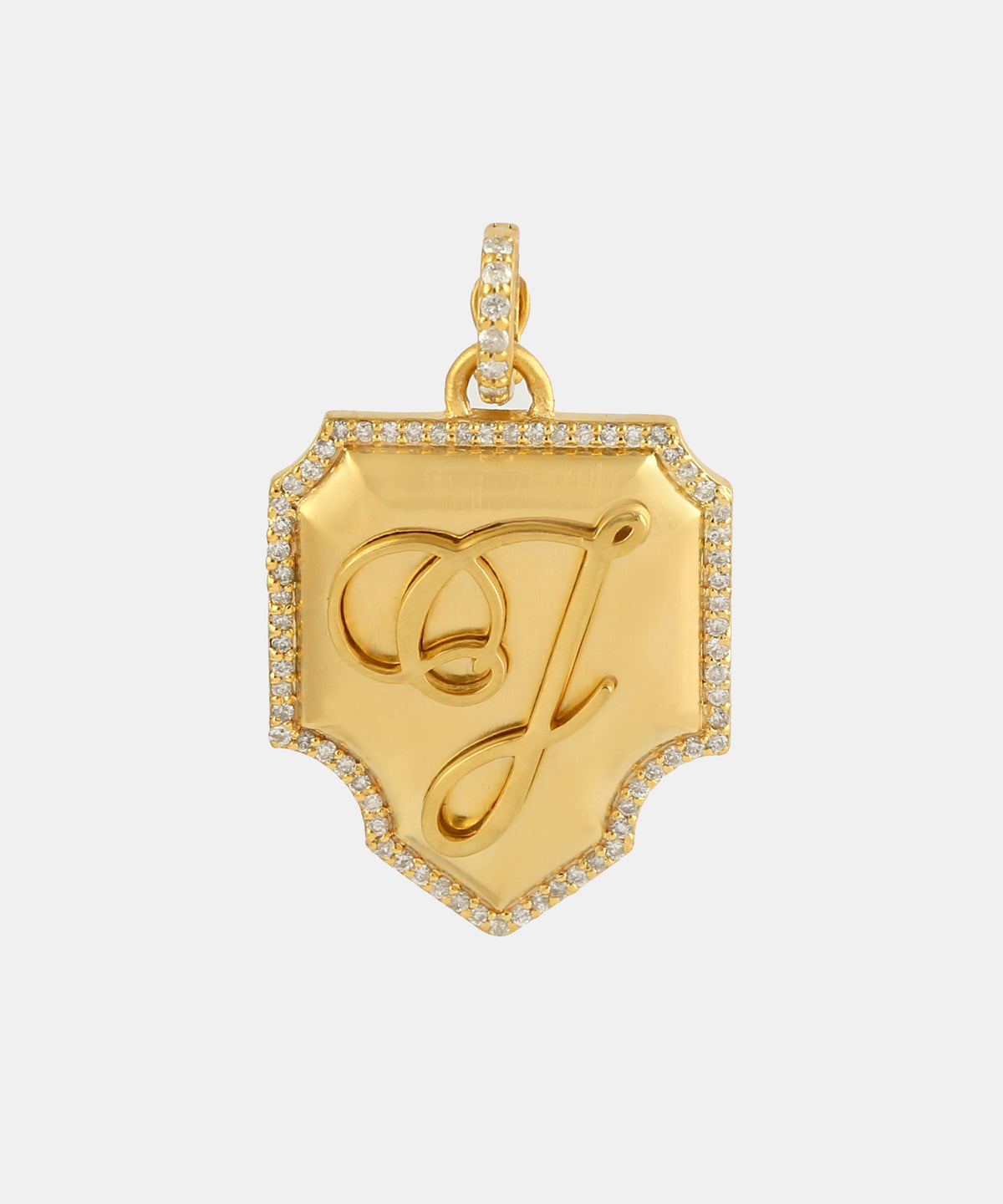 Gold Gothic Monogram Charm With Diamonds