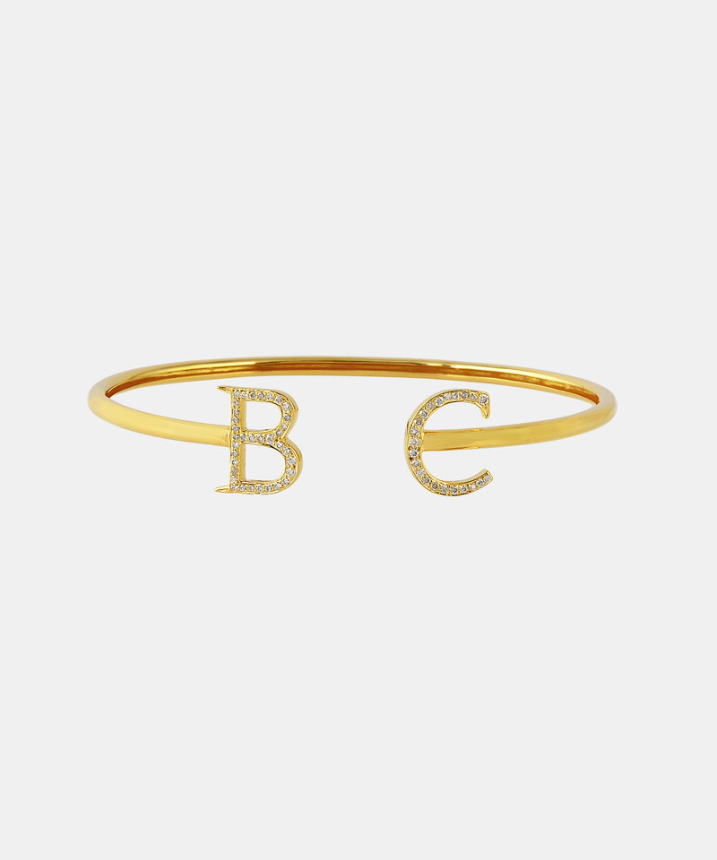 Gold Initials Bracelet With Diamonds