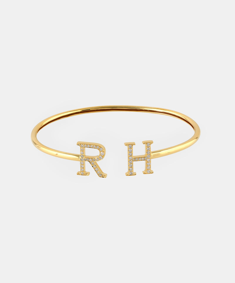Gold Initials Bracelet With Diamonds