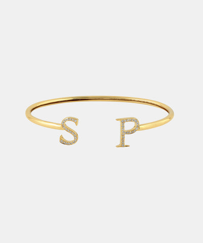 Gold Initials Bracelet With Diamonds