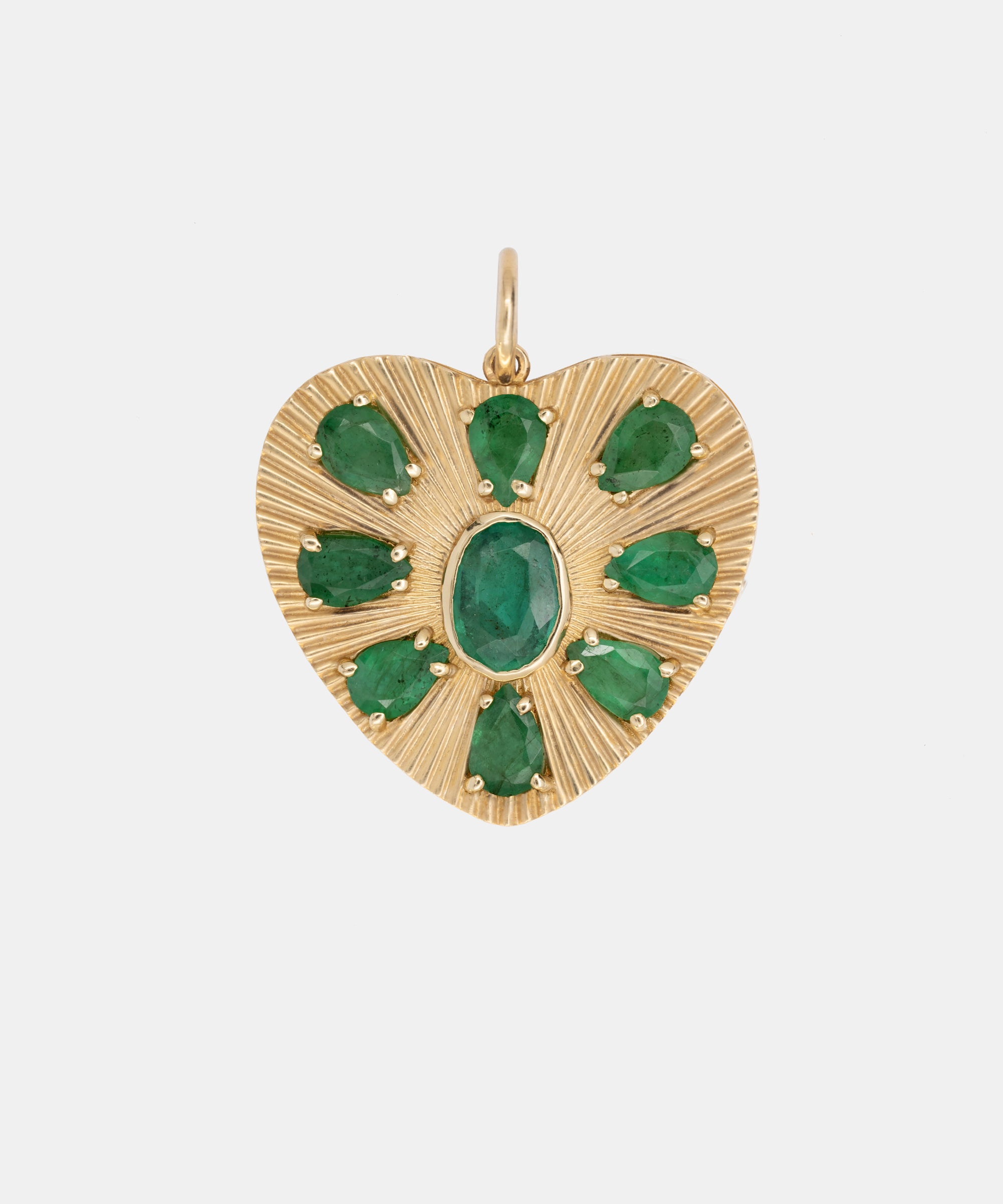 Gold Jewel Heart Charm With Emeralds